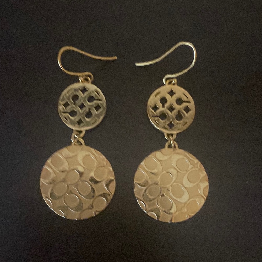 Elegant Gold Coach Dangle Earrings